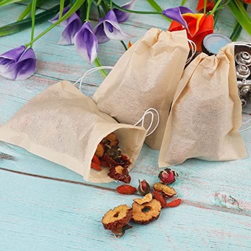 100 Pcs Tea Bags for Loose Tea, Disposable Tea Bags with Drawstring Tea Filter Bags Empty Tea Bags for Loose Leaf Tea and Coffee (3.54 x 2.75 inch)