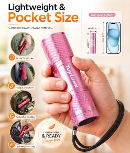 LED Mini Flashlights 6 Pack, 9-LED Small Flashlight with Lanyard, Assorted Color Aluminum Pocket Flashlight, AAA Battery Powered Handheld Lights for Kids, Camping, Home Emergencies, Night Reading — view 2