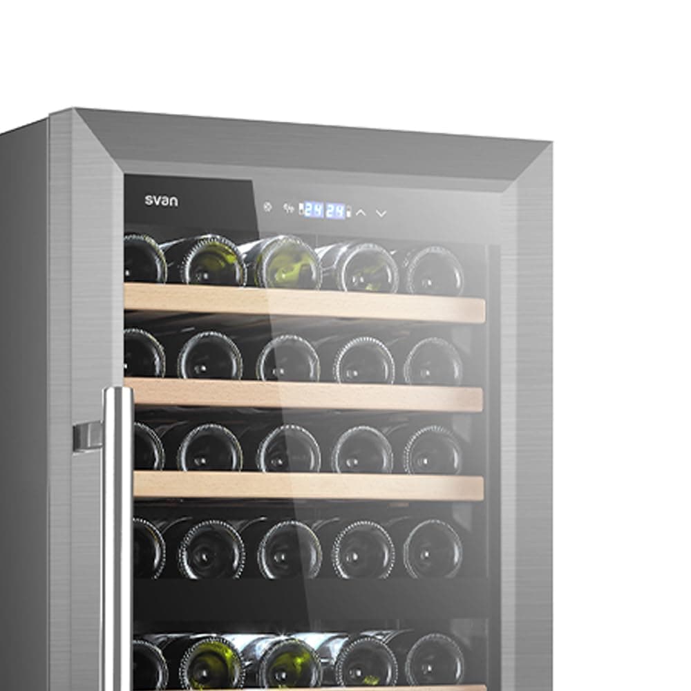 SVAN Vinoteca 45 Botellas Negro SVN4500D. 85W, 2 Zonas Independientes, Display LED táctil, Pantalla Digital Exterior, 7 Baldas de Madera, 1 Rejillas Metálicas, Clase de Eficiencia Enérgetica G — view 2