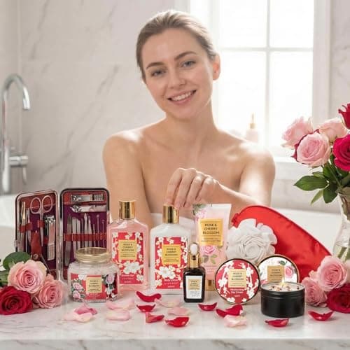 Mothers Day Gift for Women Spa Gift Set for Women 17Pcs Luxury Bath & Body Gift Set Beauty Care Kit with Necklace | Valentine's, Birthday, Christmas Gifts for Her Wife Pampering Kit Perfect for Travel — view 3