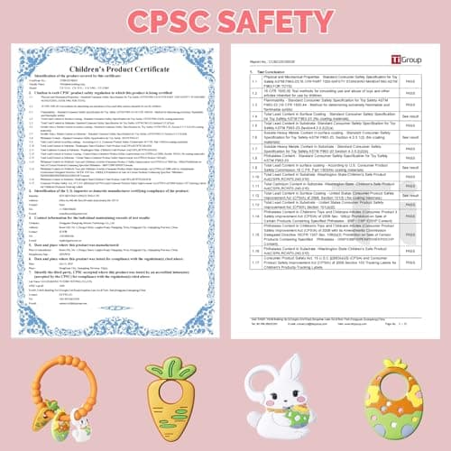Easter Baby Teething Ring Toys for Baby, Silicone Teether with Textured Carrot, Bunny and Egg, BPA-Free, Safe and Soft for Chewing, Teething Toys for Easter Basket Stuffers&Easter Gifts, 0-12 Month — view 7