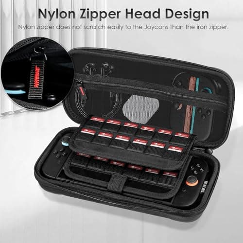 SPOVEN for Nintendo Switch 2 Case Black (2025), Portable Large Capacity Carrying Protective Hard Shell Travel Case, 4 in 1 Accessories Bundle with 2 Screen Protectors, 2 Thumb Grip Caps & Installation Tray — view 3