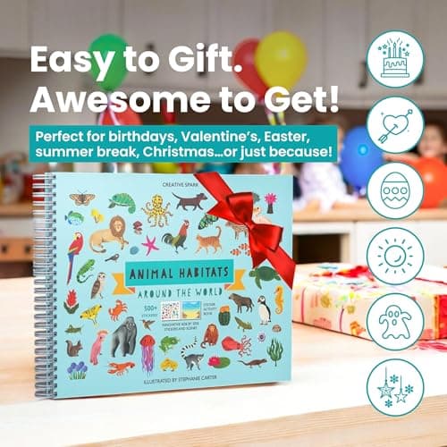Animals Habitat 500+ Kids Sticker Book by Cupkin Toddler Airplane Travel Activity Coloring and Sticker Book, Road Trip Essentials, 12 Coloring Pages + 12 Scenes for Ages 2–8 Years — view 6
