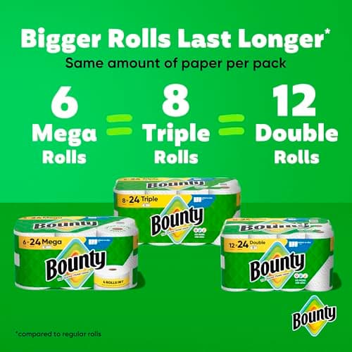 Bounty Select-A-Size Paper Towels, White, 8 Triple Rolls = 24 Regular Roll — view 3