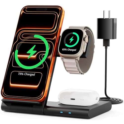 New Travel Portable Wireless Charger: for Apple Charging Station 3 in 1 Charger Stand Multiple Devices for Apple - iPhone 17 16 15 14 Pro Max 13 12 11 - Watch 2-11 SE Ultra Series - Airpods 4 3 2 Pro
