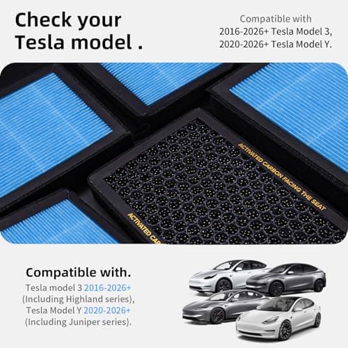 CYBERBEANS Air Conditional Replacement with Activated Carbon for Tesla Model 3 Model Y HEPA Cabin Air Filter Accessories 2016-2024/2025/2026 Upgraded Version(2 Pack)