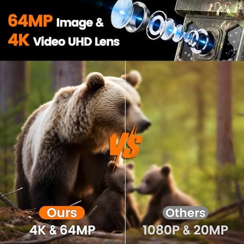 XTU Solar Trail Camera WiFi Bluetooth, 64MP 4K Game Camera with Night Vision Motion Activated 0.2s Trigger, IP66 Waterproof Wildlife Camera with 22pcs 850nm Low Glow IR LEDs (SD Card Not Included) — view 3