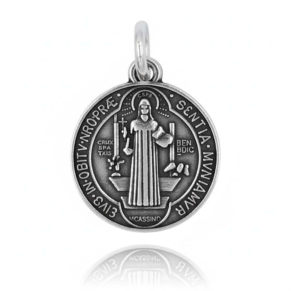 Collar con Medalla San Benito en plata - Colgante de San Benito de 20mm con cadena - Amuletos de Proteccion - Se presenta en una cajita Hand Made (Con Cadena) — view 8