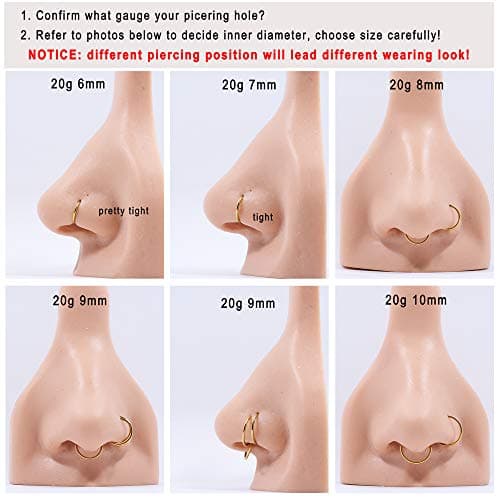 18k Gold Plated Septum Hoop Conch Rings for Women & Men 16 Gauge 12mm — view 2