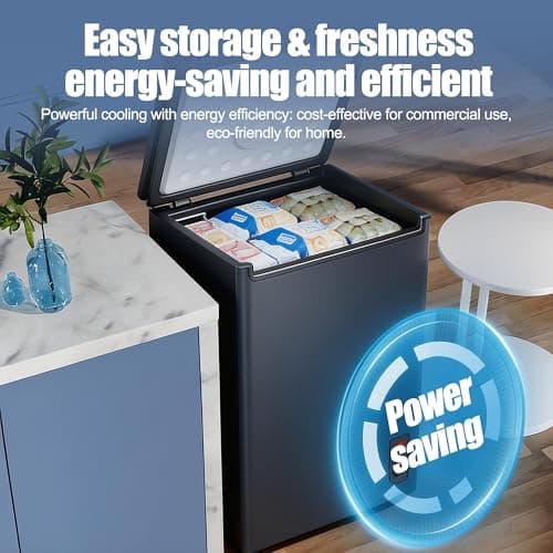Cosanta 4.5 Cu. Ft. Small Chest Freezer, Top Door, Mini Deep Freezer,Metal, Freestanding with Removable Basket, for Home Kitchen Office (BLACK, 4.5Cu.ft) — view 3