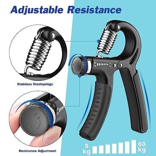 AIXPI Grip Strength Trainer, Hand Grip Exerciser Strengthener with Adjustable Resistance 11-132 Lbs (5-60kg), Forearm Strengthener, Hand Exerciser for Muscle Building and Injury Recover Black 1 Pack — view 2