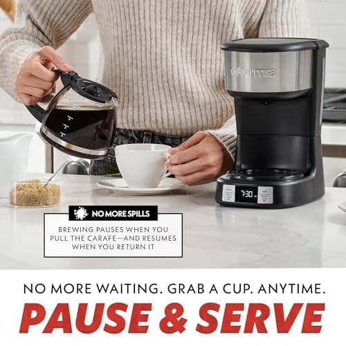 Gourmia Drip Coffee Maker – 5 Cup, One-Touch Brew, Pause & Serve, Adjustable 4 Hr Keep Warm, EZ-View Water Window, Black — view 5