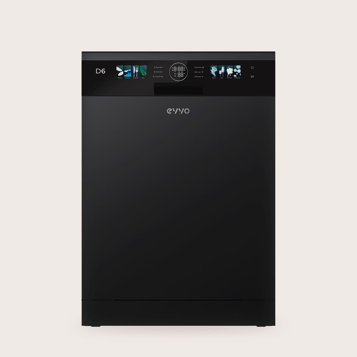 Lavavajillas D6 Libre Instalación 60 cm - Clase B Alta Eficiencia, 15 Cubiertos, 8 Programas, Apertura Automática, Luz UV e Inicio Diferido - Lavavajillas Acero Inoxidable Inox - Secado Turbo (Negro) — view 3