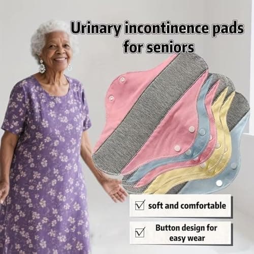 6PCS Reusable Pads, Washable Panty Liners for Women, Leakproof Cotton Sanitary Pad, Comfortable Breathable Panty Liners for Elderly Care, Postpartum, Home,Travel — view 2