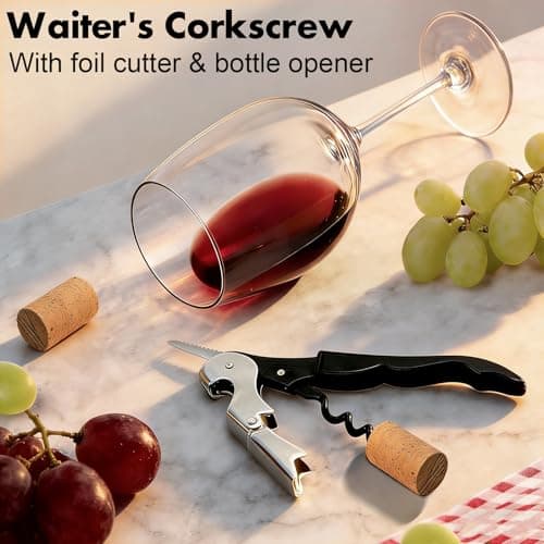 3PCS Can Opener Manual & Bottle Opener & Wine Opener, Smooth Edge Can Openers with Strong Magnet, Heavy Duty Stainless Steel Abrelatas Handheld Waiter Corkscrew - Premium Kitchen Supplies (Black) — view 3