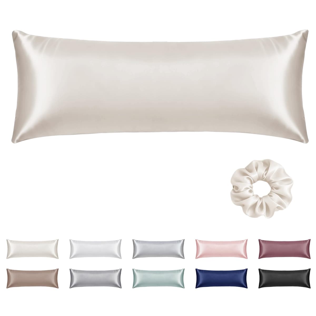 Vielit 2 Pack Satin Pillowcase for Hair and Skin Cooling,Soft as Silk Pillowcase for Hair and Skin,Easier Care than Silk Pillow Case Beige 50x75cm Gifts for Women Envelope & 2 Scrunchies — view 85