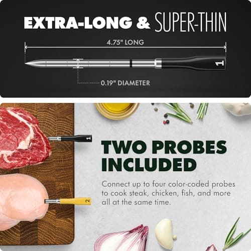 CHEF iQ Sense | Smart Wireless Meat Thermometer | 2 Ultra-Thin Probes | WiFi Unlimited Range | 1000°F Heat Safe | 5 Sensors | BBQ, Grill, Oven, Smoker, Air Fryer | Gen3 — view 4