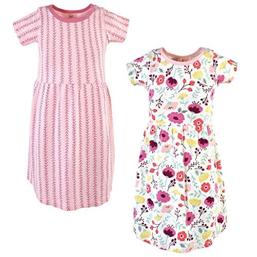 Touched by Nature Girls, Toddler, Baby and Womens Organic Cotton Short-Sleeve and Long-Sleeve Dresses, Botanical Short Sleeve, 6 Years
