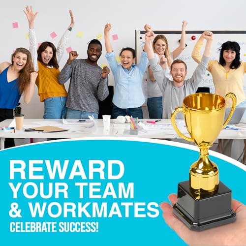 Playbees Fun Gold Plastic Trophies - 6 Pack - 7 Inch - Award Trophy Cup Set for Superstar Kids - Champion Celebrations, Sports Galore, and Victory Vibes - Desktop Toy — view 3