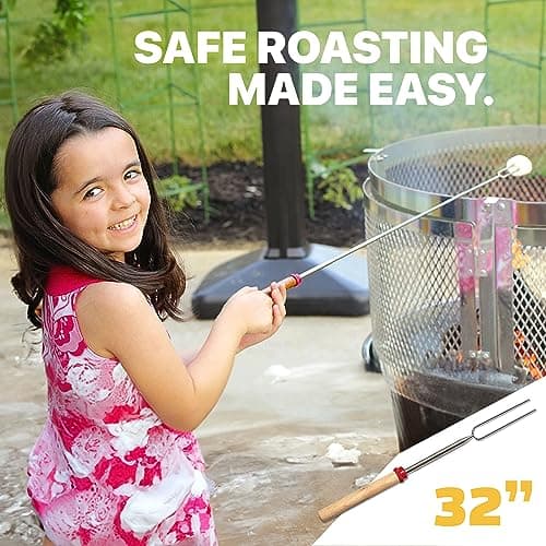 Grill Guru Smores Sticks for Fire Pit - Accessories for Campfire Marshmallow Roasting Sticks Smores Kit Outdoor-Smore Skewers Hot Dog Fork For Outside, Camping Essentials Bonfire Gear Long 32" 10 Pack — view 2