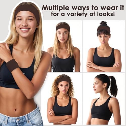 Ztomine Headbands for Women, 8pcs Stretchy Non Slip Soft Cotton Cloth Hair Bands for Sports, Workout, Yoga and Running — view 5