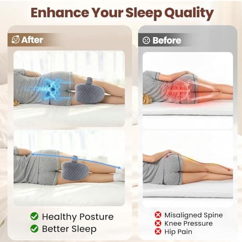 ComfyInLove Knee Pillow for Side Sleepers, Supportive Memory Foam Leg Pillow for Side Sleeping with Elastic Strap, Heart-Shape Pillow Between Legs for Pain Relief on Sciatica, Hip Joints, Gray — view 4