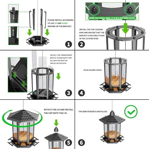 Birdream 2 Pack Bird Feeders for Outdoors, Retro Pagoda Design Fun Installation Bird Seed, Attracting Wild Birds Chickadees Goldfinches Cardinals Finches and Sparrows — view 2