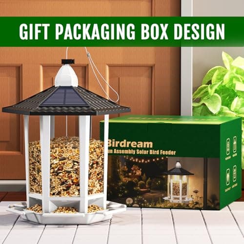 Birdream 2 Pack Solar Bird Feeders for Outdoors Hanging, Assembly Required, 1-Min Easy Setup, Wild Seed Feeders for Cardinals Chickadees and Finches — view 4