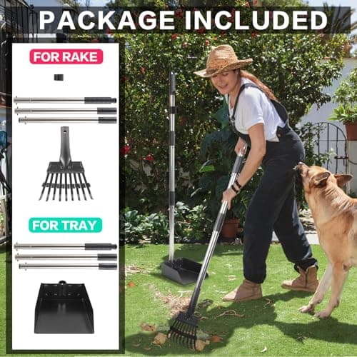 THRISEED Dog Pooper Scooper, Durable Dog Poop Tray and Long Handle Rake Set for Large Medium Small Dogs, Heavy Duty Pet Suppliers — view 5