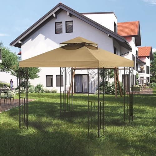 SCOCANOPY 8'x8' Gazebo Cover Replacement Canoy Top Compatible with Canadian Tire Living Crawford Gazebo, Fit for RONA 8x8 Gazebo #088-1067-8,Khaki — view 6