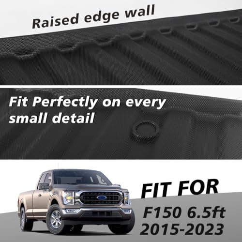 TripleAliners Truck Bed Mat Compatible with 2015-2024 Ford F150 Accessories 6.5FT Vehicle Bed Mat Perfectly Flush All Weather Protection TPE Heavy Duty Pickup Car Bed Cargo Mat — view 2