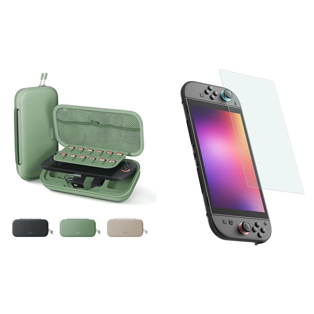 Belkin Gaming Charger Case (Charcoal) w/ 10,000mAh Power Bank + Anti-Reflective TemperedGlass Screen Protector Bundle for Nintendo Switch 2 - Travel Essentials w/AirTag Holder, Game Storage & More — view 3