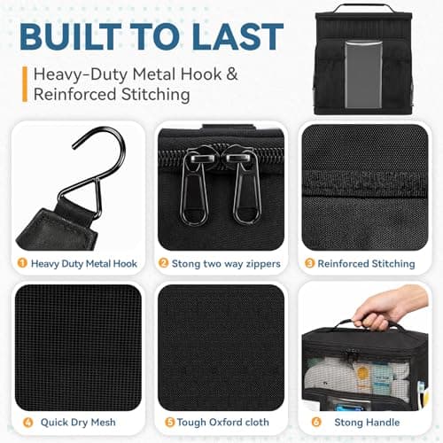 Shower Caddy Portable for College Dorm, Hanging Travel Toiletry Bag with Phone Pocket & Waterproof Bottom Cover,Quick-Dry Mesh Shower Bag,Dorm Room Essentials for Guys & Girls,Cruise Essentials 2026 — view 5