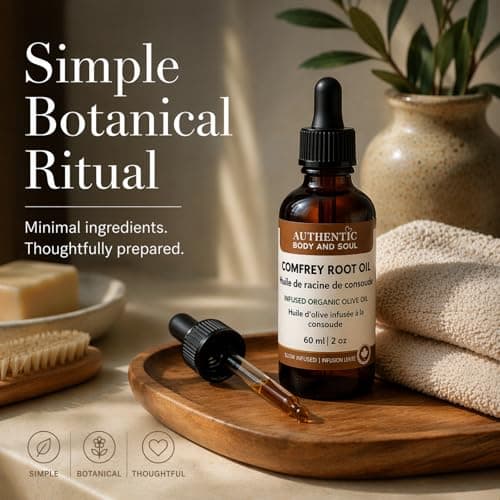 Comfrey Root Oil – Slow-Infused Botanical Oil – Minimal Ingredient Formula – Small Batch Crafted – Authentic Body And Soul (Comfrey Root Oil)