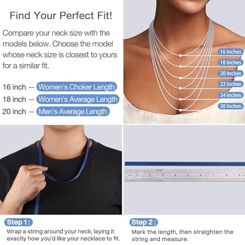 Girluky 925 Sterling Silver Chain Necklace for Women, 2mm Rope Chains Silver Chain for Women, Sturdy & Durable Sterling Silver Necklace, 18 Inch