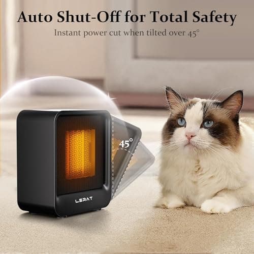 Lerat Space Heater, Portable Mini Heater for Indoor Use, 500W Fast Heating Small Desk Heater with Overheating & Tip-Over Protection, Lightweight Electric Heaters for Office, Home, Camping (Black) — view 3