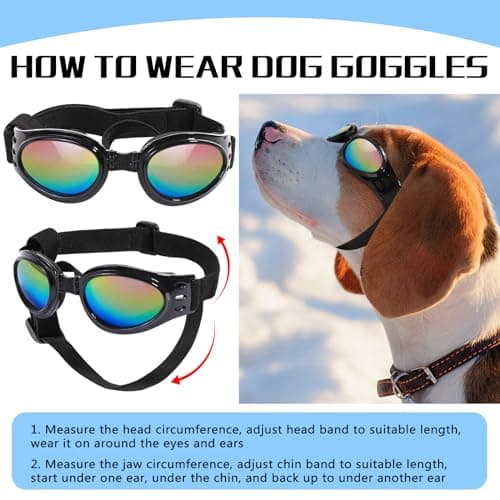 QUMY Dog Sunglasses Dog Goggles for Medium Large Breed Dogs, Wind Dust Fog Protection Eye Wear Pet Glasses with Adjustable Strap for Motorcycle Car Driving Bike Riding Hiking Swimming Over 15lbs Pink — view 4