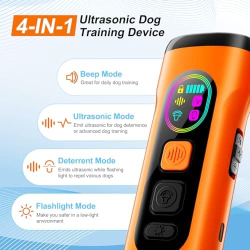 SEDULAN Dog Bark Deterrent Devices Anti Barking Device for Dogs Ultrasonic Bark Stopper Portable Dog Training Tool Indoor Outdoor Up to 50ft Correct Bad Behavior of Own or Neighbor's Dog (Orange)