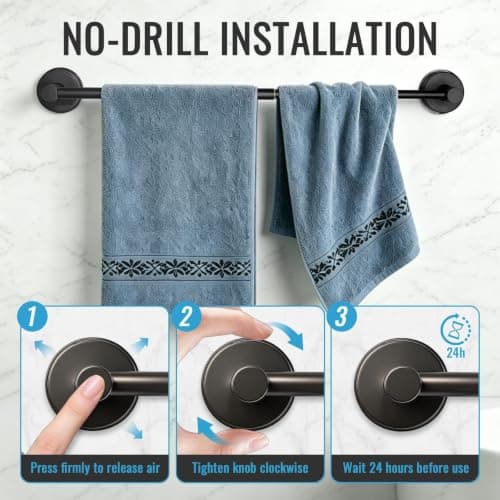 Meltrexni No Drill Suction Cup Towel Bar with Adjustable 14.6-24In — view 5