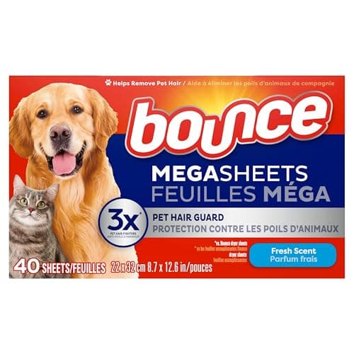 Bounce Dryer Sheets, Pet Hair And Lint Guard, Mega Size, Fresh Scent, 40 Count