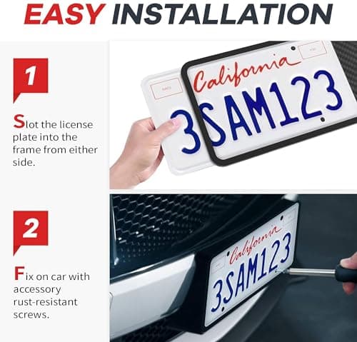 Aujen Silicone License Plate Frames,2 Pack Black Side-Opening License Bracket Holder with Easy Installation, License Plate Frame Without Obstruction.Rustproof, Rattle Proof & Weatherproof Universal — view 6