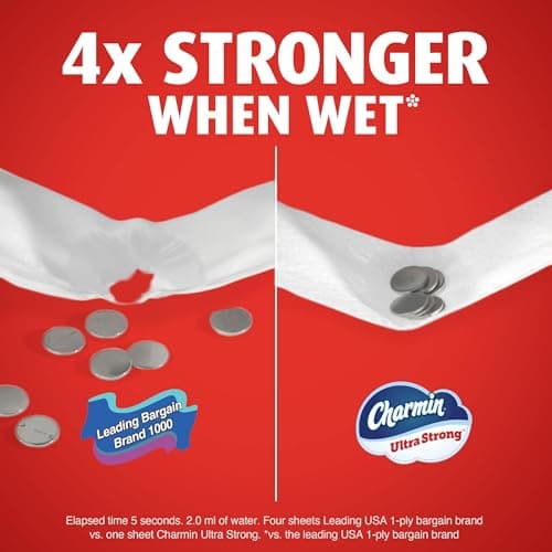 Charmin Ultra Strong Toilet Paper, 6 Mega = 24 Regular Rolls, 2-Ply, White — view 4