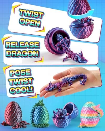 Rapean 8" 3D Printed Dragon Eggs, Easter Basket Stuffers for Kids and Teens, Unique Easter Toys & Decor for Children, Mysterious Dragon Toys Gifts for Boys & Girls (4 Pack) — view 2