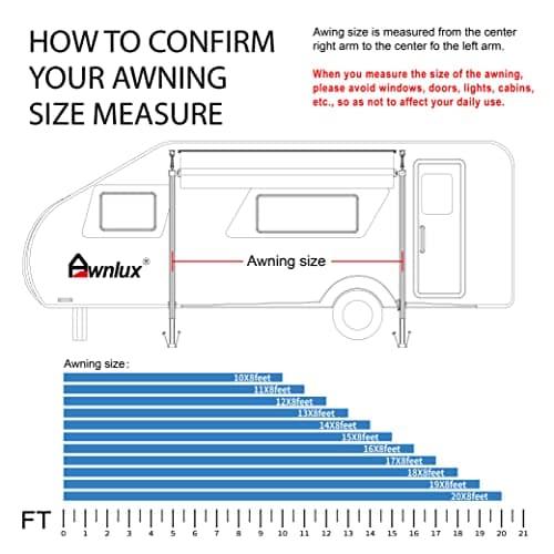 Awnlux White Manual Modular Retractable RV Awning Full Set Assemblies for RV, 5th Wheel, Travel Trailers, Toy Haulers, and Motorhome - RV Trailer Awning for Home or Camper - 16x8 Ft - Grey Fade — view 5