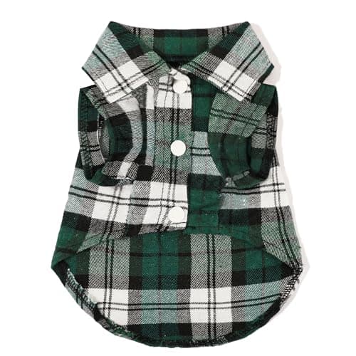 Dog Clothes for Small Dogs Dog Shirts with Polo Plaid Design, Breathable,Lightweight & Soft Pet Puppy T Shirts for Chihuahua Toy Poodle Cats Clothes (Green, XXS) — view 8
