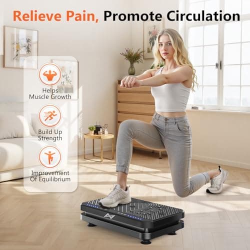 AXV Vibration Plate Fitness Platform Exercise Machine Vibrating Lymphatic Drainage Shaking Full Body Shaker Workout Vibrate Stand Shake Board Sport Gym for Weight Loss Fat Burner for Women Men — view 2