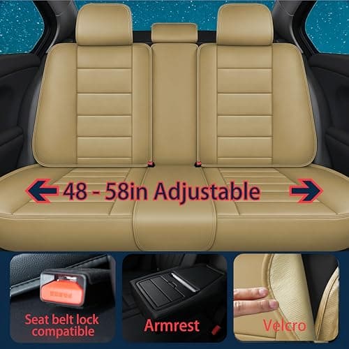 Car Full Set Seat Covers Fit for Hyundai Kona 2018-2026: Leather Breathable Waterproof Car Seat Cushion Accessories(5 Seats, Beige) — view 5