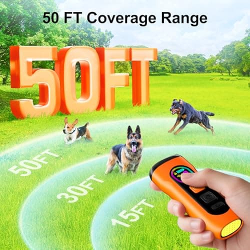 SEDULAN Dog Bark Deterrent Devices Anti Barking Device for Dogs Ultrasonic Bark Stopper Portable Dog Training Tool Indoor Outdoor Up to 50ft Correct Bad Behavior of Own or Neighbor's Dog (Orange) — view 2
