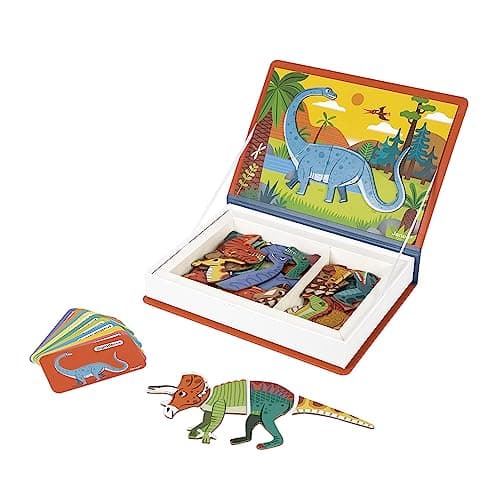 Janod • Magneti’Book Dinosaurs • 3 to 8 Years • Educational Magnetic Games Toy for Kids Toddler Children • J02590