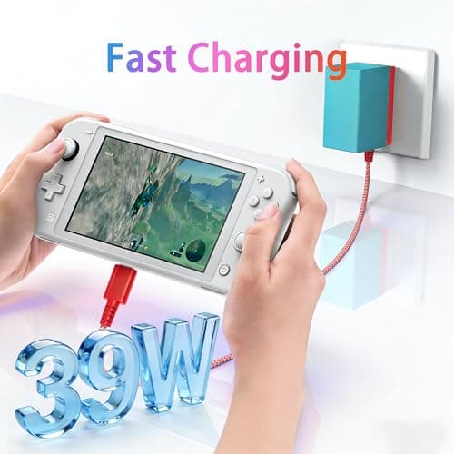 GreBed 39W Compatible with Nintendo Switch Fast Charging, with USB-C Cord, Compatible with Switch OLED, Lite, Steam Deck – Supports TV Mode(Red/Blue) — view 5